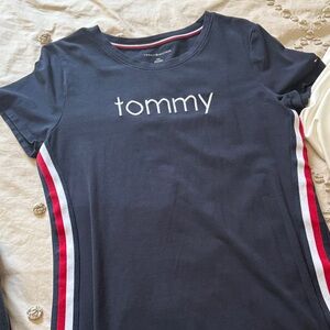 Tommy Navy dress with Red and White Stripes